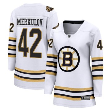 Premier Fanatics Branded Women's Georgii Merkulov Boston Bruins Breakaway 100th Anniversary Jersey - White