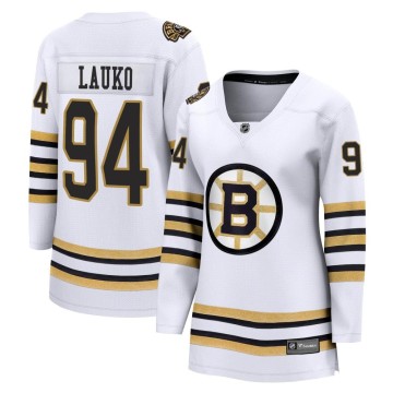 Premier Fanatics Branded Women's Jakub Lauko Boston Bruins Breakaway 100th Anniversary Jersey - White
