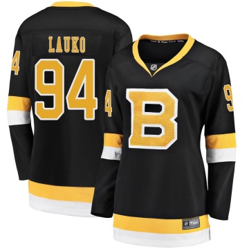 Premier Fanatics Branded Women's Jakub Lauko Boston Bruins Breakaway Alternate Jersey - Black