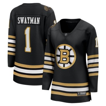 Premier Fanatics Branded Women's Jeremy Swayman Boston Bruins Breakaway 100th Anniversary Jersey - Black