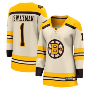 Premier Fanatics Branded Women's Jeremy Swayman Boston Bruins Breakaway 100th Anniversary Jersey - Cream