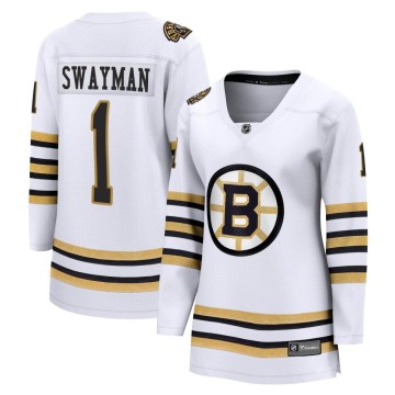Premier Fanatics Branded Women's Jeremy Swayman Boston Bruins Breakaway 100th Anniversary Jersey - White