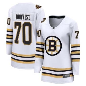 Premier Fanatics Branded Women's Jesper Boqvist Boston Bruins Breakaway 100th Anniversary Jersey - White