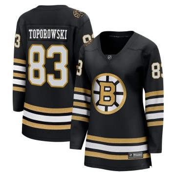 Premier Fanatics Branded Women's Luke Toporowski Boston Bruins Breakaway 100th Anniversary Jersey - Black