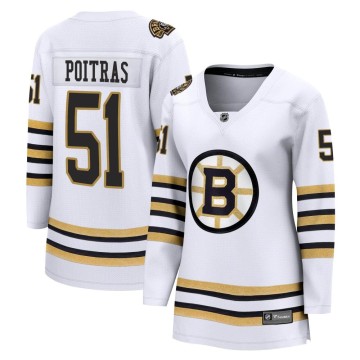 Premier Fanatics Branded Women's Matthew Poitras Boston Bruins Breakaway 100th Anniversary Jersey - White