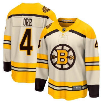 Premier Fanatics Branded Youth Bobby Orr Boston Bruins Breakaway 100th Anniversary Jersey - Cream