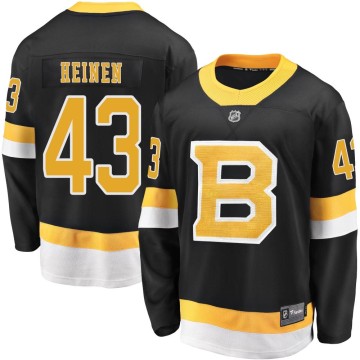 Premier Fanatics Branded Youth Danton Heinen Boston Bruins Breakaway Alternate Jersey - Black