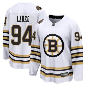 Premier Fanatics Branded Youth Jakub Lauko Boston Bruins Breakaway 100th Anniversary Jersey - White