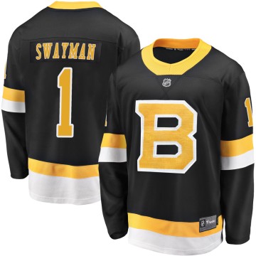 Premier Fanatics Branded Youth Jeremy Swayman Boston Bruins Breakaway Alternate Jersey - Black