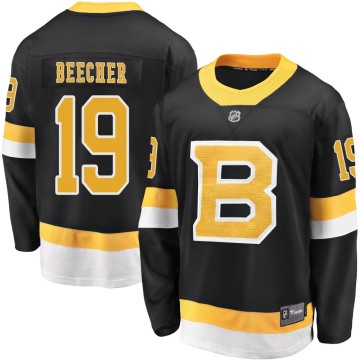 Premier Fanatics Branded Youth Johnny Beecher Boston Bruins Breakaway Alternate Jersey - Black