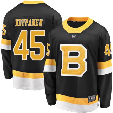Premier Fanatics Branded Youth Joona Koppanen Boston Bruins Breakaway Alternate Jersey - Black