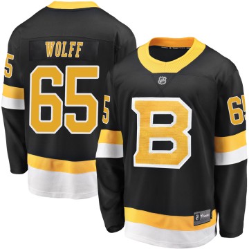 Premier Fanatics Branded Youth Nick Wolff Boston Bruins Breakaway Alternate Jersey - Black