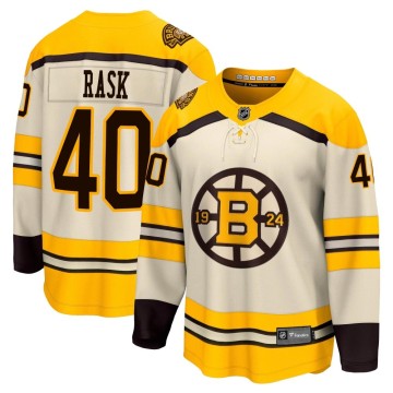 Premier Fanatics Branded Youth Tuukka Rask Boston Bruins Breakaway 100th Anniversary Jersey - Cream